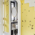 Shazalynn Cavin-Winfrey powder room gracie wallpaper yellow butterflies hand painted