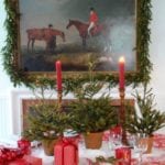 carolyne-roehm-christmas-presents-beautifully-wrapped-tabletop-table-tablescape-garland-candles-equestrian-art
