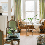 jackie-whalen-interiors-green-white-striped-silk-curtains-tigre-tiger-velvet-upholstery-antique-day-bed-living-room