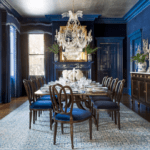 winfrey-dining-room-veranda-silver-leaf-wallpaper-ceiling-brunschwig-fils-velvet-walls-high-gloss-trim-navy-blue