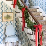 sarah-bartholomew-nashville-home-interior-design-blue-and-white-toile-de-nantes-stark-leopard-carpet-runner-stairs-christmas-holiday-garland-pierre-frey