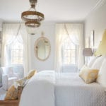 Janie Molster and John Voight yellow headboard bedroom sheer ivory white curtains