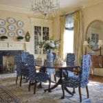 decorating-with-hanging-plates-on-wall-dining-room-blue-and-white-traditional