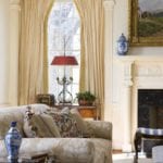 linda-knight-carr-living-room-carved-fireplace-mantel-silk-curtains-blue-and-white-chinese-export
