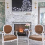 rachel-parcell-marble-fireplace-french-chairs-gracie-wallpaper