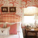 red-bird-and-thistle-wallpaper-brunschwig-fils-buffalo-check-print-gingham-plaid-kate-ives-design