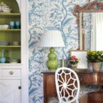 sarah-bartholomew-interior-design-nashville-georgian-colorful-dining-room-bird-thistle-blue-toile-wallpaper-brunschwig-fils