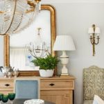 Minnette Jackson dining room gold Louis Philippe mirror French flea market find sideboard vintage sconces