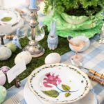 clary-bosbyshell-easter-tablescape-herend-bunnies-sterling-silver-porcelain-painted-eggs-bamboo-flatware-gingham-buffalo-check-plaid-tablecloth-dodie-thayer-lettuceware-cabbage-tureen-soup