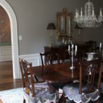 traditional-dining-room-mahogany-brown-furniture-chairs-table-chippendale-sterling-silver-tea-set-gilt-mirror-de-gournay-gracie-wallpaper-chinoiserie