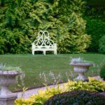 Bettie-Bearden-Pardee-Private-Newport-Rhode-Island-Garden-Tour-green-white-bench