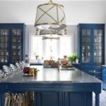 danielle-rollins-atlanta-buckhead-georgia-home-for-sale-kitchen-island-blue-painted-cabinets-french-bistro-bar-stools