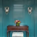 A-List-Interiors-Anelle-Gandelman-peacock-blue-painted-entrance-antiques