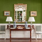 Deborah-Hensley-interior-designer-raleigh-north-carolina-home-tour-entrance-green-velvet-upholstered-walls