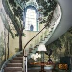 miles-redd-milner-entry-curved-staircase-leopard-rug-runner-petterson-flynn-martin-italian-landscape-mural-iksel-decorative-arts