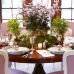 christian-ladd-christmas-holiday-tablescape-purple-lavendar-lilac-wreaths-on-back-of-dining-chair-preserved-boxwood-sterling-silver-bells