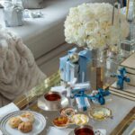 stephanie-booth-shafran-youre-invited-interior-design-christmas-holiday-style-blue-white-silver-presents-flowers