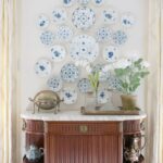 nicola-bathie-mclaughlin-home-tour-interior-design-royal-copenhagan-blue-white-plates-on-wall