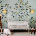 Dina-Bandman-Interiors-Lemon-Drop-Nursery-de-Gournay-wallpaper-Chinoiserie-Lucite-crib-grandmillennial-giant-giraffe