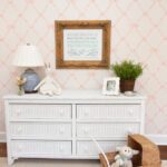 Ralph Lauren Home’s Matilda Ribbon Trellis wicker dresser pink bow nursery grandmillennial
