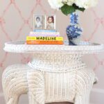 Ralph Lauren Home’s Matilda Ribbon Trellis wicker rattan vintage elephant books