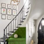 Shelley-Johnstone-Courtney-Petit-schumacher-green-velvet-custom-baquette-botanical-prints-art-framed-stairs-4311-Arcady-Ave-Foyer
