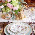 herend-queen-victoria-waterford-crystal-gold-bunnies-easter-rabbit-eggs-tablescape-gold-flatware