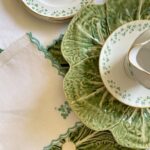 royal-tara-beleek-shamrock-china-cabbage-plates-lettuce-vintage-embroidered-napkins