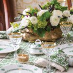 victoria-magazine-saint-patricks-day-dinner-tablescape-green-white-chinese-bouquet-herend-crystal-gold-rimmed