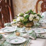 victoria-magazine-saint-patricks-day-dinner-tablescape-green-white-chinese-bouquet-herend-crystal-gold-rimmed-goldware