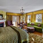 john-travolta-kelly-preston-islesboro-maine-house-for-sale–bedroom-green-damask-wallpaper