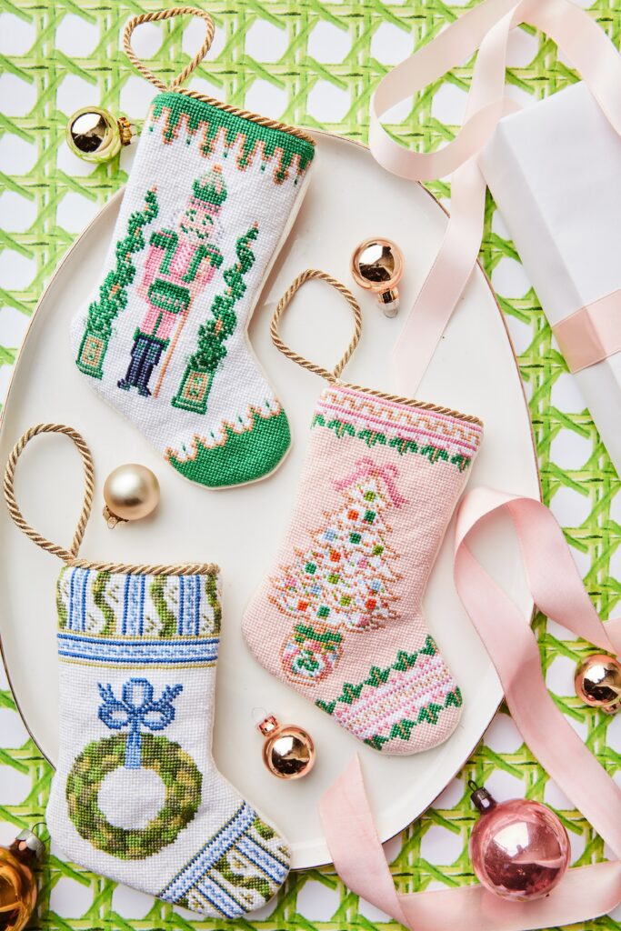Giving Back with Needlepoint Bauble Stockings - The Glam Pad