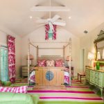 preppy pink green bedroom tropical palm beach chic