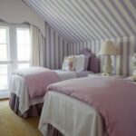 purple and white striped bedroom Phoebe Howard