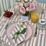 pink stripes valentine breakfast