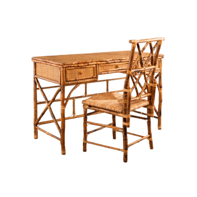 Tortoise Finish Desk and Chair Set