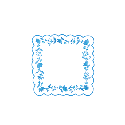 Blue and White Floral Cocktail Napkins