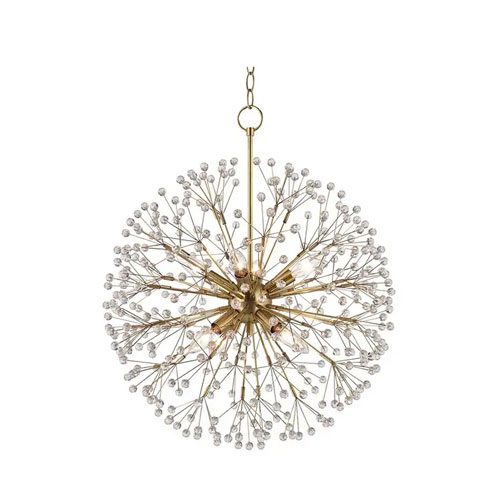 Crystal and Aged Brass Chandelier
