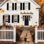 happy-halloween-fall-house-vermont-new-england-white-picket-fence-pumpkins-black-cat