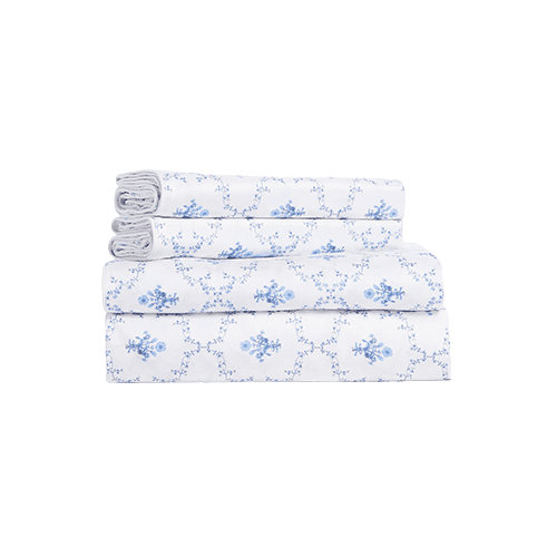 Blue Floral Sheet Set