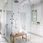 elegant classic white marble shower bathroom