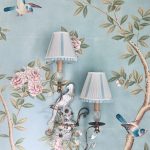 gracie-custom-wallpaper-chinoiserie-hand-painted-sconce-shades-silk-robins-egg-blue