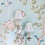 gracie-wallpaper-handpainted-chinoiserie-robins-egg-blue-cutom-sconce-shades-the-glam-pad