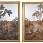 A MASSIVE PAIR OF CHINESE EXPORT REVERSE MIRROR PAINTINGS, QING DYNASTY, QIANLONG PERIOD, CIRCA 1800