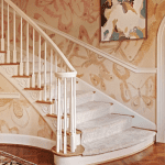 gray-walker-interior-design-north-carolina-the-glam-pad-butterfly-wallpaper-pink-hollywood-regency-stairs-foyer-entrance