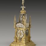Gilt Brass and Silver Square Tower Astronomical Table Masterpiece Clock