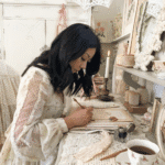 shabby-chic-cottage-core-coquette-she-shed-craft-room-blue-linen-cottage-emily-herskovitz